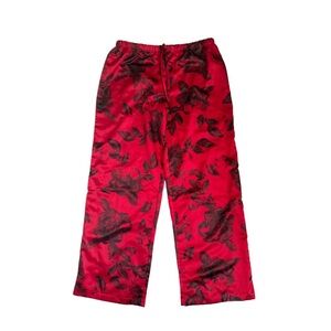 NWT Natori Pajama Pants Silky Red Black Floral Size Small